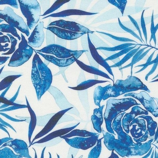 [MOD-39783-13] Coming Up Roses Prussian Rose Florals Cloud Sapphire By Create Joy Project For Moda Fabrics