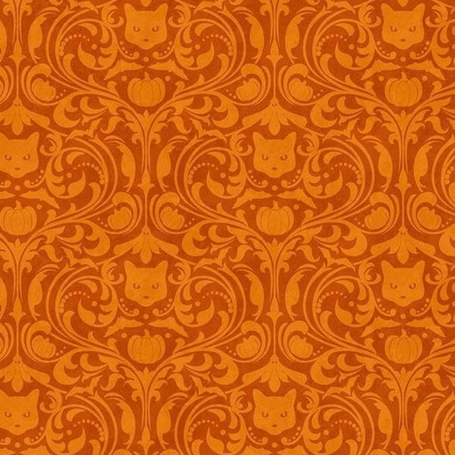 [NOR-27091-54] Hallow'S Eve Orange Damask By Cerrito Creek Studio For Northcott Fabrics