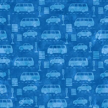 [ITB-10-KFA] On The Go Automobiles Blue From In The Beginning Fabrics