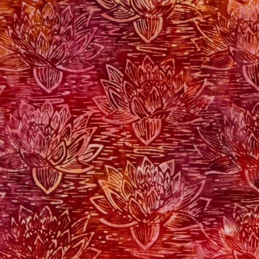 [RB-BTPT-1102] Expressions Batiks Tjaps Lotus Flowers Tomato Red From Riley Blake Designs 