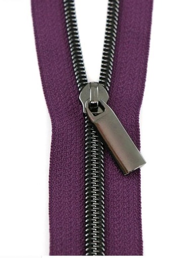 [STO-ZBY5-C40] Purple Nylon Coil Zipper with Gunmetal Pulls, Size 5, from Sallie Tomato