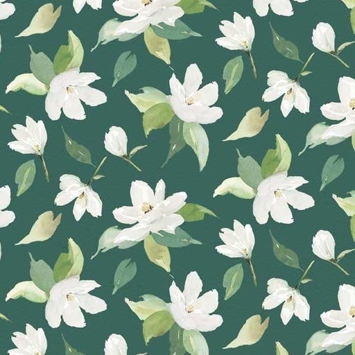 [PB-5368-DG] Sweet Magnolia Tossed Florals Dark Green By Deane Beesley For P&B Textiles