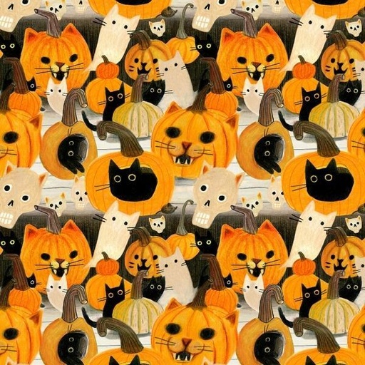 [DS-2846-MULTI] Meowloween Cats & Pumpkins Multi From Dear Stella