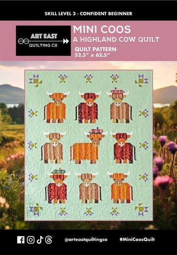 [AEQ-AEMC-1123] Mini Coos A Highland Cow Quilt Pattern From Art East Quilting Company 