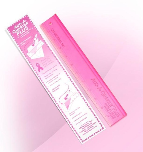 [CMD-CM12-PLUSPK] Add-A-Quarter Plus Ruler, Pink, 2" X 12"