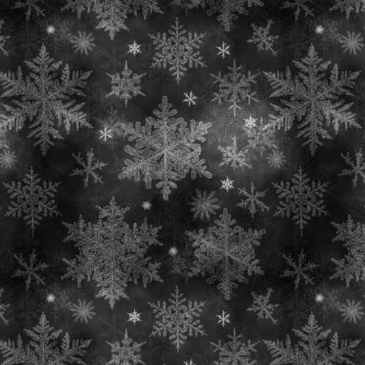 [PB-5454-K] Snowfall Large Snowflakes Black By Geetanjali Behera For P&B Textiles