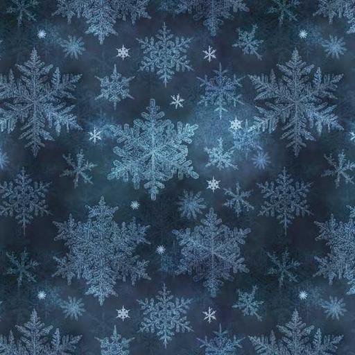 [PB-5454-N] Snowfall Large Snowflakes Navy By Geetanjali Behera For P&B Textiles