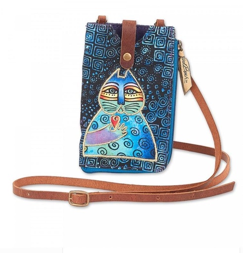 [LRB-8055-A] Wishing Love Feline Phone Storage Crossbody Bag By Laurel Burch