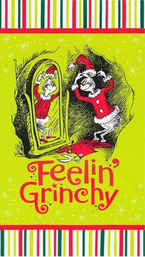 [KAF-22564-223] How the Grinch Stole Christmas Feelin' Grinchy Panel by Dr. Seuss Enterprises for Robert Kaufman