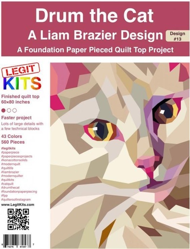 [LK-PT013] Drum The Cat Quilt Pattern From Legit Kits