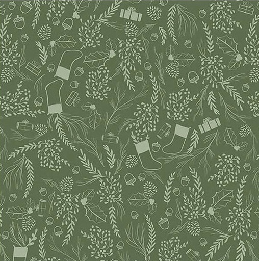 [BLAN-3359-66] Glad Tidings We Bring Foliage Green By Laura Konyndyk For Blank Quilting 