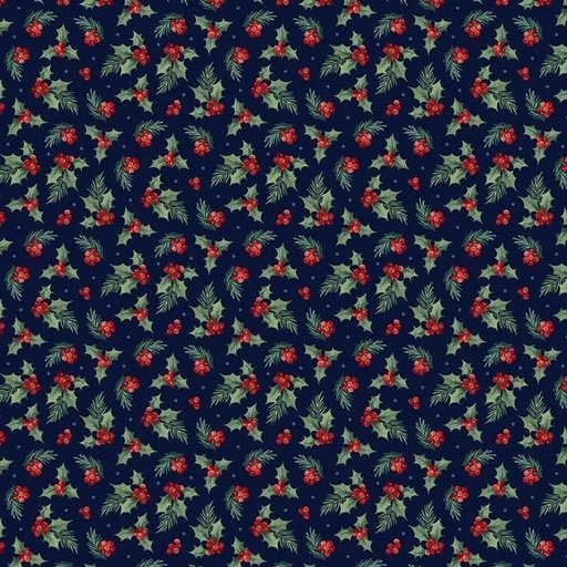 [NOR-26898-49] Farmstead Friends Holly Navy By Simon Treadwell For Northcott Fabrics 