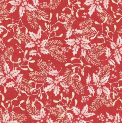 [KAF-22290-478] Holiday Flourish-Festive Finery Cranberry Sprigs Candy Cane From Robert Kaufman