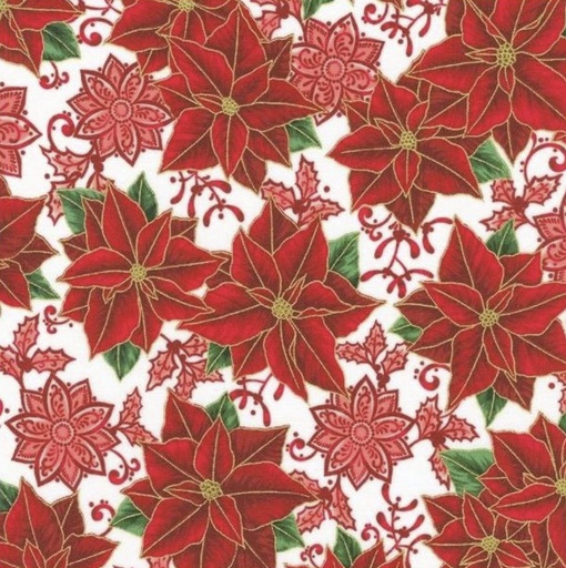 [KAF-22288-478] Holiday Flourish-Festive Finery Poinsettia Candy Cane From Robert Kaufman