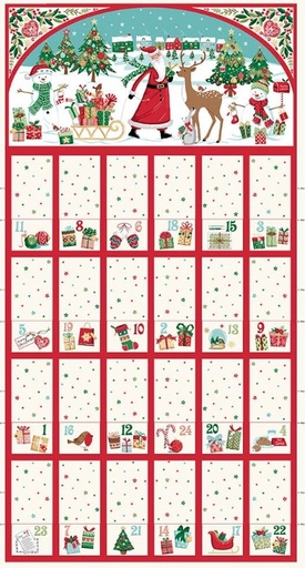 [AND-039-1] Christmas Wishes Advent Calendar Panel By Makower Uk For Andover Fabrics