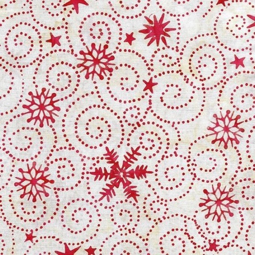 [IB-12233-1700] Peppermint Sprinkles Batik Swirl Snowflake White From Island Batik 