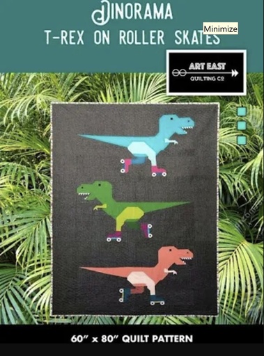 [AEQ-R0319] Dinorama T-Rex on Roller Skates from Art East Quilting Co