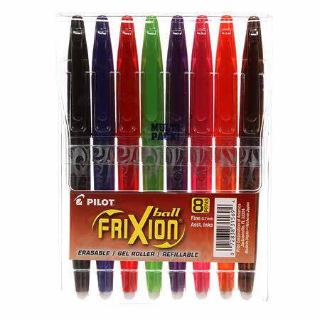 [FX-7C8001] Frixion Fine Tip, 8 pens, asst. Ink 