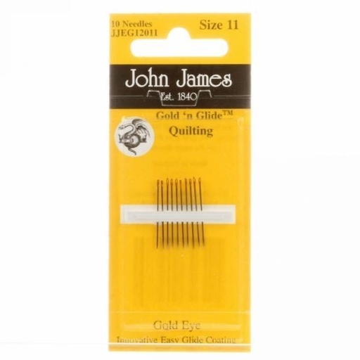 [JJ-EG-120-11] John James Gold'N Glide Quilting Needles Size 11, 10Cy