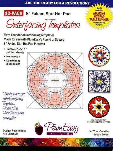 [PEP-202] 8 Inch Folded Star Hot Pad Interfacing 12 Pack From Plum Easy