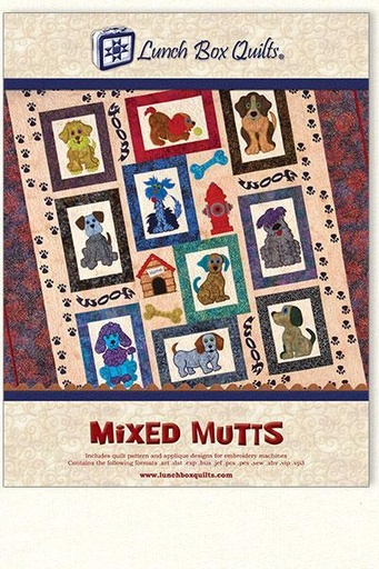 [LBQ-QPMM-USB] Mixed Mutts Machine Embroidery Pattern From Lunch Box Quilts