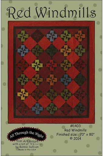 [ATN-1403] Red Windmills Pattern By Bonnie Sullivan For All Through The Night