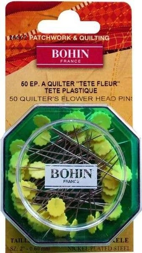 [BOH-26662] Bohin Flower Head Pins, 50 Ct. Yellow