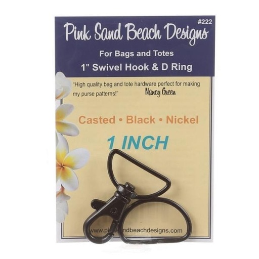 [PSB-222] Swivel Hook & D Ring Set, 1 inch, Black Nickel, from Pink Sand Beach