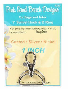 [PSB-220] Swivel Hook & D Ring Set, 1 Inch, Silver Nickel, From Pink Sand Beach