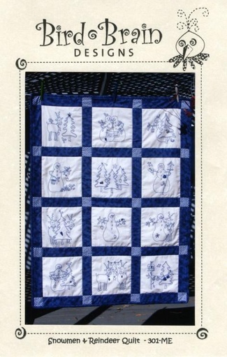 [BBD-301ME] Snowmen & Reindeer Quilt Machine Embroidery From Bird Brain Designs