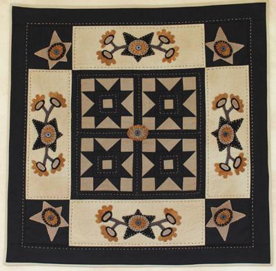 [BRP-FA0415] Midnight Blossoms Wool Applique Wall Quilt Pattern