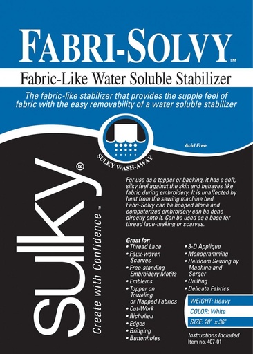 [SULK-407-01] White Fabri-Solvy Washaway Stabilizer