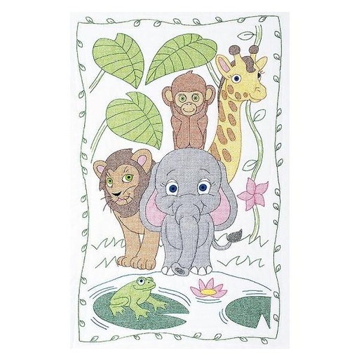 [JD-4060-548] Crib Quilt Top Jungle Kit 40"X60" From Jack Dempsey Inc