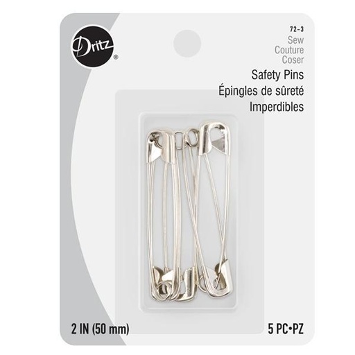 [DRI-72-3] Safety Pins, Nickel, Size 3, 2 Inches