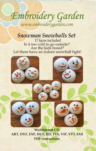 [EG-SNMNSNWBL] Snowman Snowball Set Embroidery Pattern