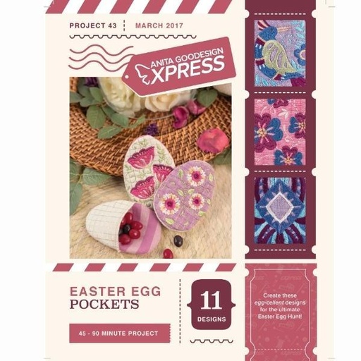 [AG-43EXP] Easter Egg Pockets Embroidery Pattern From Anita Goodesign Xpress