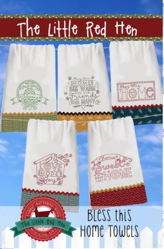 [LRH-86000] Bless This Home Towels Embroidery Pattern From The Little Red Hen