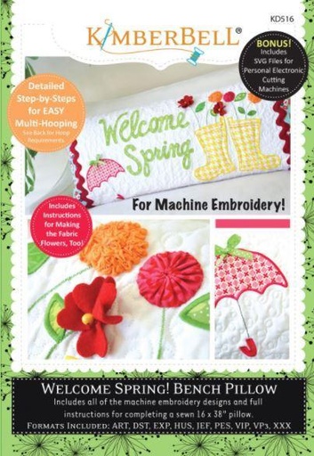 [KD-516] Welcome Spring Bench Pillow Machine Embroidery Cd By Kimberbell