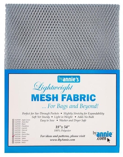 [BAN-SUP209PEW] Lightweight Mesh Fabric Pewter From By Annie