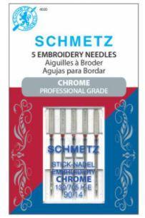 [SCHM-4020] Schmetz 5 Embroidery Needles Chrome 90/14