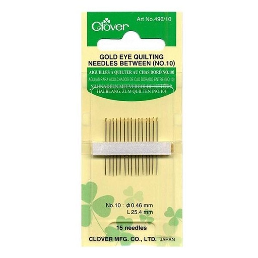 [CLOV-496-10] Gold Eye Quilting Between Needles From Clover #10 15Ct